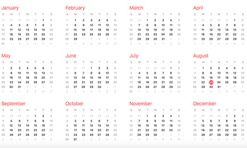 Full-year calendar